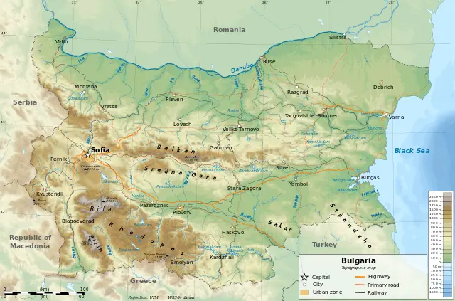 Map of Bulgaria