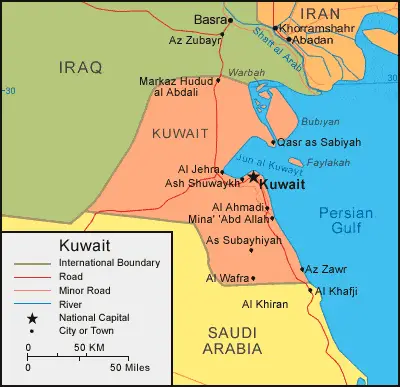 Map of Kuwait